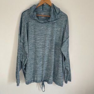 ACX Active Women Blue Striped Hooded Long Sleeve Pullover Shirt Size 3X